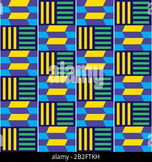 Motif textile sans couture à vecteur Kente tribal africain, design géométrique inspiré des textiles africains Illustration de Vecteur