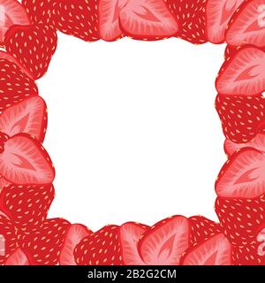Cadre carré de fraises. Design d'été pour flyer, café, menu, tissu, invitation, vacances. Illustration de Vecteur