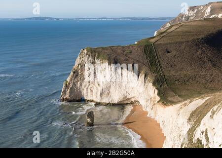 Bat's Head and Butter Rock, Jurassic Coast, Dorset, Angleterre, Royaume-Uni Banque D'Images