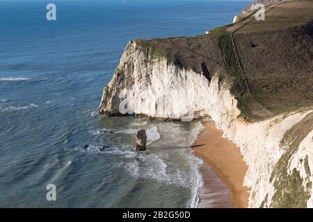 Chef de chauve-souris et Butter Rock d'en haut, Jurassic Coast, Dorset, Angleterre, Royaume-Uni Banque D'Images