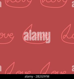 Motif sans couture Saint-Valentin. L'inscription amour sur un fond rose. Conception de cartes, invitations. Illustration de Vecteur