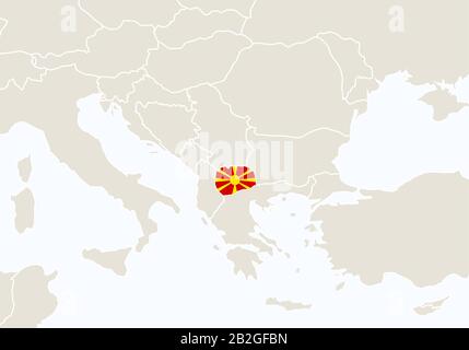 L'Europe avec la carte mise en évidence de la Macédoine. Illustration Vectorielle. Illustration de Vecteur