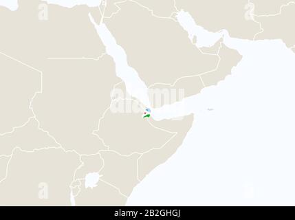 Afrique avec carte de Djibouti en surbrillance. Illustration Vectorielle. Illustration de Vecteur