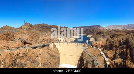 Le barrage Hoover construit entre 1931 et 1936 sur le fleuve Colorado entre le Nevada et le Colorado, aux États-Unis d'Amérique. Banque D'Images