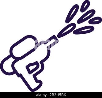 pistolet à eau jouet sur fond blanc, icône de style de ligne, illustration vectorielle Illustration de Vecteur