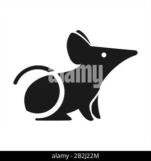 Image Stylisée D'Un Rat Ou D'Une Souris. Icône Élégante En Noir Et Blanc, Logo Sous Forme De Souris Ou De Rat. Image Vectorielle Plate Isolée Sur Fond Blanc. Sy Illustration de Vecteur