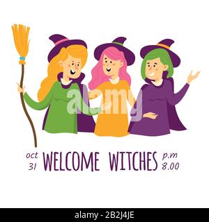 Ensemble d'affiches, de cartes, d'invitations pour Halloween Illustration de Vecteur