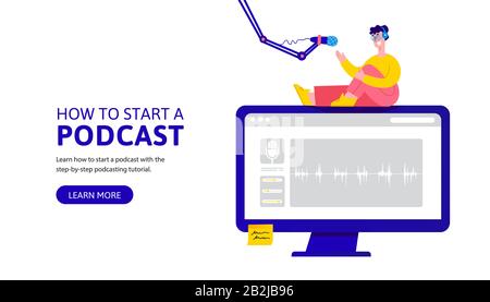 Comment démarrer la conception de la page d'accueil du podcast Illustration de Vecteur