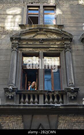 , Altbau Sziv utca, Budapest, Hongrie Banque D'Images