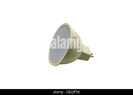 Lampe à diode à point pour un projecteur dans une arche ou un faux plafond, fond blanc, gros plan, isoler. Banque D'Images