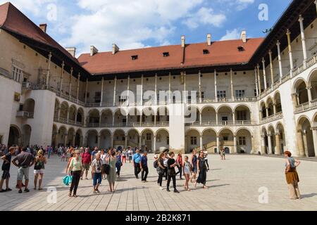 Innenhof, Koenigsschloss, Wawel, Krakau, Pologne Banque D'Images