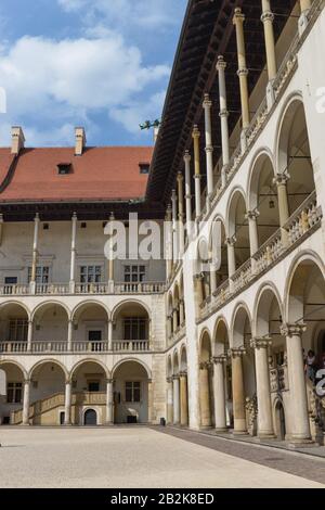 Innenhof, Koenigsschloss, Wawel, Krakau, Pologne Banque D'Images