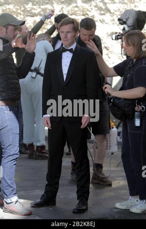 Shaun Evans joue le jeune inspecteur Morse dans la série ITV drame Endeavour (A Morse prequel) photographié filmant la 7ème série à Oxford le 18 août 2019 (image de crédit©Jack Ludlam) Banque D'Images