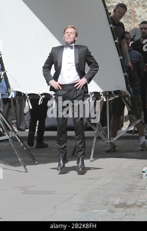 Shaun Evans joue le jeune inspecteur Morse dans la série ITV drame Endeavour (A Morse prequel) photographié filmant la 7ème série à Oxford le 18 août 2019 (image de crédit©Jack Ludlam) Banque D'Images