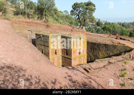 Église Saint-Georges (Bet Giyorgis) - une des églises de la rocheuse - à Lalibela, en Ethiopie Banque D'Images