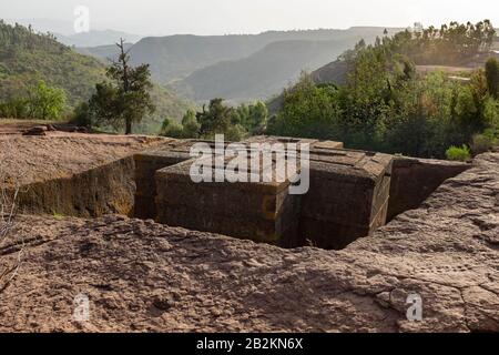 Église Saint-Georges (Bet Giyorgis) - une des églises de la rocheuse - à Lalibela, en Ethiopie Banque D'Images