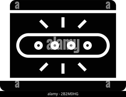 Changement de mot de passe icône noire, illustration conceptuelle, symbole vectoriel plat, signe glyphe. Illustration de Vecteur