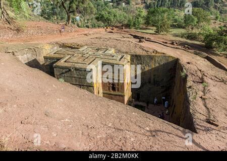 Église Saint-Georges (Bet Giyorgis) - une des églises de la rocheuse - à Lalibela, en Ethiopie Banque D'Images