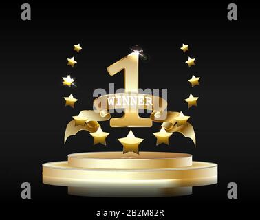 Podium avec éclairage, scène Podium scène avec cérémonie de remise des prix, Illustration de Vecteur