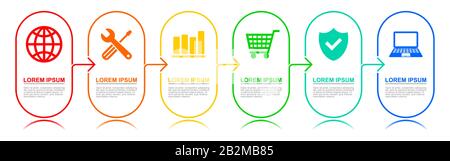 Modèle vectoriel infographie, concept commercial et technologique avec 6 options Illustration de Vecteur