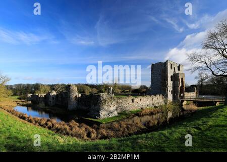 Vue sur le château de Baconsthorpe ou le Baconsthorpe Hall, manoir fortifié ruiné, village de Baconsthorpe, Norfolk du Nord, Angleterre, Royaume-Uni Banque D'Images