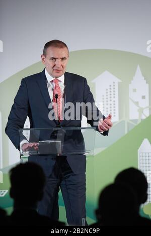 Varsovie, Mazovian, Pologne. 3 mars 2020. Participation Du Président De La Pologne Andrzej Duda Et Du Président De L'Islande Guoni Th. Johannesson Dans La Conférence Ouverture Du Programme Environnement, Energie Et Changement Climatique Dans Le Cadre De La 3ème Édition Des Fonds Norvégiens Et De L'Eee En Poland.in Photo: Guoni Th. Johannesson Credit: Hubert Mathis/Zuma Wire/Alay Live News Banque D'Images