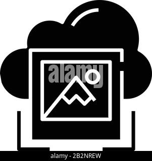 Galerie en ligne icône noire, illustration de concept, symbole vectoriel plat, signe glyphe. Illustration de Vecteur