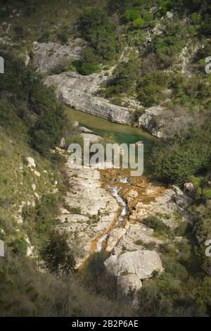 Teich, Fluss, Schlucht, Cavagrande del Cassibile, sicilia, Italie Banque D'Images