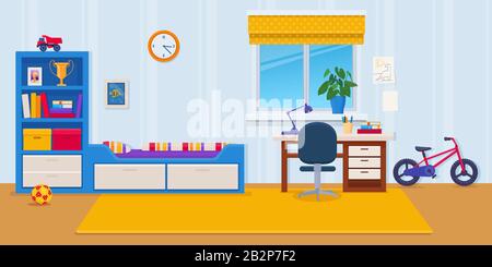 Illustration de la chambre des enfants avec jouets et mobilier Illustration de Vecteur