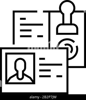 Icône de ligne d'identification, signe de concept, illustration de vecteur de contour, symbole linéaire. Illustration de Vecteur