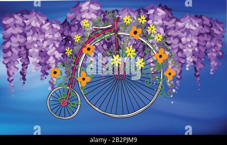 vélo moderne sur fond abstrait et feuilles texturées Illustration de Vecteur