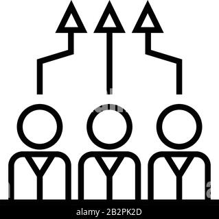 Icône de ligne des capacités de l'équipe, signe de concept, illustration vectorielle de contour, symbole linéaire. Illustration de Vecteur