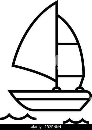 Icône de ligne de bateau de surf, panneau concept, illustration vectorielle, symbole linéaire. Illustration de Vecteur