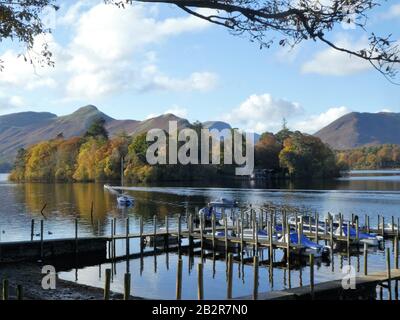 L'Atterrissage Se Déroule Sur Derwentwater, Keswick, Lake District National Park, Cumbria, Angleterre, Royaume-Uni Banque D'Images