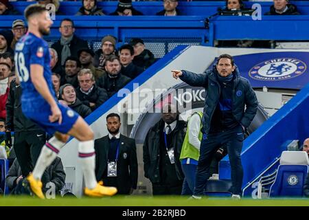 Londres, Royaume-Uni. 03ème mars 2020. Frank Lampard, gestionnaire de Chelsea (à droite) lors du match de la FA Cup entre Chelsea et Liverpool au Stamford Bridge, Londres, Angleterre, le 3 mars 2020. Photo De David Horn. Crédit: Images Prime Media / Alay Live News Banque D'Images