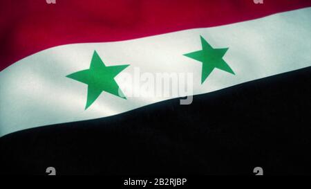 République arabe syrienne drapeau de la pavage dans le vent. Drapeau national de la Syrie. Signe De La République Arabe Syrienne. rendu tridimensionnel. Banque D'Images
