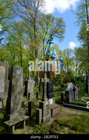 Orthodoxe Kirche Friedhof, Russisch, Wittestrasse, Tegel, Reinickendorf, Berlin, Deutschland Banque D'Images