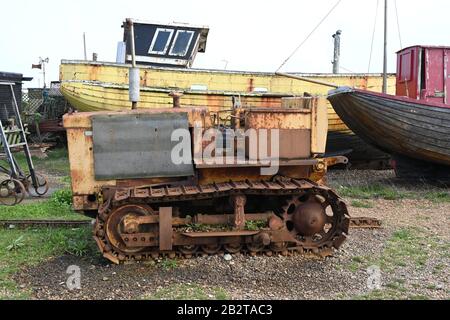 Petite industrie de pêche indépendante unique, le Stade, à Hastings, en Angleterre Banque D'Images