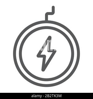 Icône de ligne de chargeur sans fil, technologie et puissance, signe d'énergie sans fil, graphiques vectoriels, schéma linéaire sur fond blanc, eps 10. Illustration de Vecteur