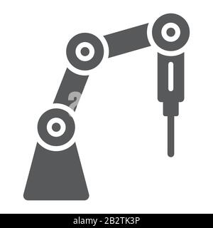 Icône de glyphe de robot médical, technologie et médecine, signe de robot chirurgical, graphiques vectoriels, un motif solide sur un fond blanc, eps 10. Illustration de Vecteur