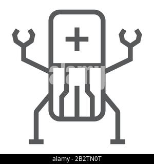 Nanobots médicaux icône de ligne, technologie et médical, signe nanobot, graphiques vectoriels, un modèle linéaire sur fond blanc, eps 10. Illustration de Vecteur