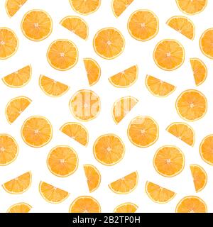 motif avec des coupes orange sur un fond blanc. Banque D'Images