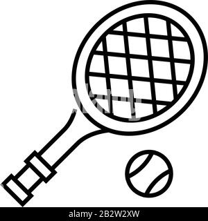 Icône de ligne de tennis, panneau concept, illustration vectorielle de contour, symbole linéaire. Illustration de Vecteur