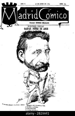 Gaspar Núñez de Arce, de Mecachis, Madrid Cómico, 28 de junio de 1885. Banque D'Images