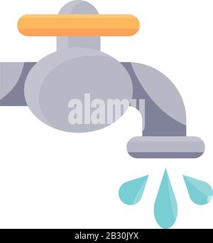 robinet d'eau et icône de gouttes sur fond blanc, style de ligne ...