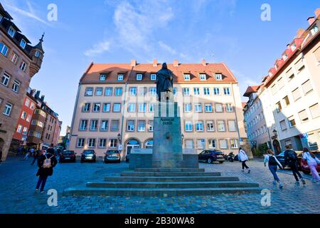 Nuremberg, Allemagne - Octobre 2019 : Les gens foule à vieille ville de Nuremberg, Bavière, Allemagne. Banque D'Images