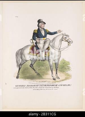 Général Zachararia Taylor, (ancien Rough et Prêt) - comme il est apparu à la bataille de Palo Alto - d'un croquis par un lieutenant d'artillerie ; lith. & pub par T.W. Strong 98 Nassau St. N. York. Banque D'Images