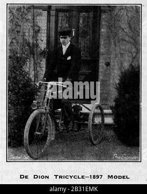 Monsieur Avec De Dion-Bouton Tricycle (1897). Banque D'Images