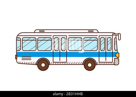 Bus blanc isolé sur fond blanc. Transports publics. Véhicule urbain. Illustration de Vecteur