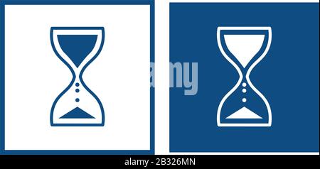 Sablier vintage. Le symbole se trouve dans un cadre carré. Icônes vectorielles bleues. Illustration de Vecteur